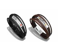 Braided Leather Bracelets for Men, Mens Leather Bracelet with Stainless Steel Clasp Bangle Bracelet Wristband Christmas Graduation Birthday Back to School Gifts for Son Grandson (Black)