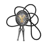 Braided Leather Cord Bolotie With Metal Initial Letter Pendant Adjustable Chain Necktie Western Necklace For Festivals Letter Pendant Leather Bolo Tie