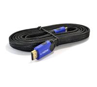 Braided Low Profile Flat HDMI For HD TV High Speed Lead Cable 2m Blue