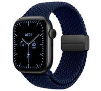 Braided Magnetic Band Compatible with Apple Watch 38mm 40mm 41mm 42mm 44mm 45mm 46mm 49mm, Soft Nylon Stretchy Sport Loop Strap for iWatch Series 11 10 9 8 7 6 5 4 3 2 1 Ultra SE Women Men, Navy Blue