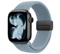 Braided Magnetic Band Compatible with Apple Watch 38mm 40mm 41mm 42mm 44mm 45mm 46mm 49mm, Soft Nylon Stretchy Sport Loop Strap for iWatch Series 11 10 9 8 7 6 5 4 3 2 1 Ultra SE Women Men, Slate Blue