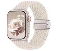 Braided Magnetic Band for Apple Watch Straps 38mm 40mm 41mm 42mm 44mm 45mm 46mm 49mm,Adjustable Stretchy Nylon Solo Loop for iWatch 11 10 9 8 7 6 5 4 3 SE3 Ultra3, Elastic Women Men Strap,Starlight