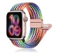 Braided Magnetic Elastic Band Compatible with Apple Watch 42mm 46mm 40mm 41mm 44mm 45mm 38mm Ultra/2 49mm Unisex Elastic Nylon Fabric for iWatch, 01 Pride Edition, 49mm/46mm/45mm/44mm/42mm(series 3/2