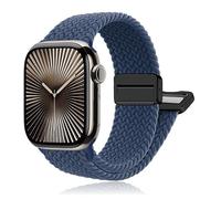 Braided Magnetic Elastic Band Compatible with Apple Watch 42mm 46mm 40mm 41mm 44mm 45mm 38mm Ultra/2 49mm Stretchy Nylon Fabric Unisex for iWatch, 22 denim, 49mm/46mm/45mm/44mm/42mm(series 3/2/1