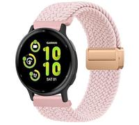 Braided Nylon Band Compatible With Garmin Vivoactive 5/Vivoactive 3 Watch Bands, 20mm Soft Stretchy Replacement Strap for Garmin Venu/Venu Sq/Vivomove/Forerunner 55/158/165/245/645 (Pink)