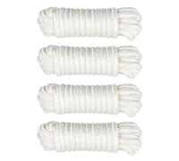 Braided Nylon Boat Dock Lines, 4-Piece Set with Spliced, White | A Spliced Eye on Each Line, Double-Braided Rope Construction, 4Pcs Line Set for Routine Dockside Mooring Tasks