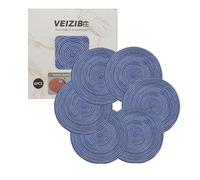 Braided Placemats Set 18cm Also as Coaster Coffee mat， Washable Unslip Round Place Mats，Kitchen Dining Table European Style Natural Material Hand Woven Fabric Table Mat Ramie Cotton (Blue-18cm-6pcs)