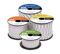 Braided Polyester Rope 3mm x 20m White/Blue/Red - Low Stretch Braided Polyester Cord for Marine, Boat, Mooring, Flagpole Halyard - 200KG Breaking Load