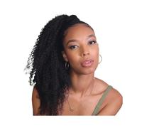 Braided ponytail 12-26 inches Afro Kinky Curly Drawstring Ponytail Human Hair Brazilian With Afro Clip In Extensions Remy Ponytail for Daily Use(14Inch 100g)