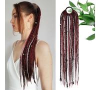 Braided Ponytail Extension with Hair Tie, 24" Long Viking Dreadlock Beads Ponytail Hand-braided Braids Hair Extensions Lightweight Natural Synthetic Hairpiece for holidays, travel (1pcs,H01)
