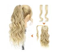 Braided Ponytail Long Wavy Ponytail with 2pcs Front Side Bangs Wrap Around Ponytail Extension 20 Inch Synthetic Synthetic Hair Fluffy Pony Tail for Women Daily Use Pony Tails Extensions Human Hair (