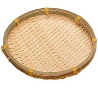 Braided Rattan Wicker Basket Set, Handmade Round Serving Tray for Breakfast, Snacks, and Breads, Decorative Storage Baskets, Set of 2, 20cm
