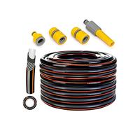 Braided Reinforced 4-Layer Garden Hose Pipe 1/2" -4 Connectors Option 15-50m Anti-Kink Design (50m + 4 connectors)