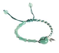 Braided Rope Bracelet Handmade Bamboo Joint Friendship Bracelet Dainty Adjustable String Bracelets Good Luck Gift for Women Men, 7.5 Inch, Jade, no gemstone