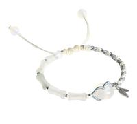 Braided Rope Bracelet Handmade Bamboo Joint Friendship Bracelet Dainty Adjustable String Bracelets Good Luck Gift for Women Men, 7.5 Inch, Jade, no gemstone