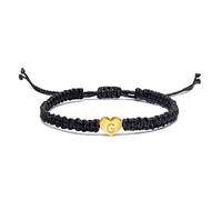 Braided Rope Letter Bracelet Initial Letter Heart Bracelet Charm For Women Handmade Adjustable Alphabet Link Wristband Jewelry, wax rope, no gemstone