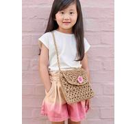 Braided Rope-Like Shoulder Bag with Flowers for Girls wood