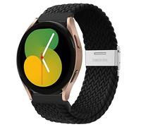 Braided Solo Loop Strap for Samsung Galaxy Watch 3 45mm/Galaxy Watch 46mm/Gear S3 Frontier Classic/for Fossil Gen 6/5E 44mm/Gen 5 LTE/Carlyle,Adjustable Nylon Band Elastic Strap 22mm,black