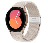 Braided Solo Loop Strap for Samsung Galaxy Watch 3 45mm/Galaxy Watch 46mm/Gear S3 Frontier Classic/for Fossil Gen 6/5E 44mm/Gen 5 LTE/Carlyle,Adjustable Nylon Band Elastic Strap 22mm,starlight