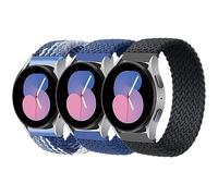 Braided Solo Loop Strap for Samsung Galaxy Watch 7/6/5/4/FE 40mm 44mm, 43mm 47mm Classic, 45mm Pro, 42mm 46mm Classic - 3 Pack 20mm Stretchy Nylon Sport Elastic Band for Women & Men