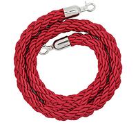 Braided stanchion rope , Barrier Ropes with Silver Hook, Crowd Control Rope for Queue Divider(Red,10ft/305cm)
