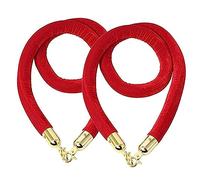 Braided Stanchion Rope，Braided Stanchion Rope，Crowd Control Ropes with Polished Gold Hooks Queue Barrier Rope for Event Line Management,（size_name,3ft/90cm）