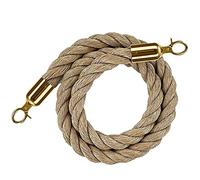 Braided Stanchion Rope，Braided Stanchion Rope，Queue Barrier Rope with Metal Hooks，Braided Hemp Queue Divider for Crowd Control Stanchion,（Gold,4.9ft/150cm）