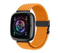 Braided Stretchy Band for Fitbit Versa 4/Versa 3/Sense 2/Sense Watch Band Women Men,Parachute-style Buckle Nylon Sport Wristband Soft Fabric Elastic Loop Strap Accessories for Versa 4/3