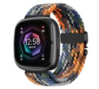 Braided Stretchy Band for Fitbit Versa 4/Versa 3/Sense 2/Sense Watch Band Women Men,Parachute-style Buckle Nylon Sport Wristband Soft Fabric Elastic Loop Strap Accessories for Versa 4/3