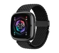 Braided Stretchy Band for Fitbit Versa 4/Versa 3/Sense 2/Sense Watch Band Women Men,Parachute-style Buckle Nylon Sport Wristband Soft Fabric Elastic Loop Strap Accessories for Versa 4/3