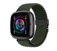 Braided Stretchy Band for Fitbit Versa 4/Versa 3/Sense 2/Sense Watch Band Women Men,Parachute-style Buckle Nylon Sport Wristband Soft Fabric Elastic Loop Strap Accessories for Versa 4/3