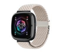 Braided Stretchy Band for Fitbit Versa 4/Versa 3/Sense 2/Sense Watch Band Women Men,Parachute-style Buckle Nylon Sport Wristband Soft Fabric Elastic Loop Strap Accessories for Versa 4/3