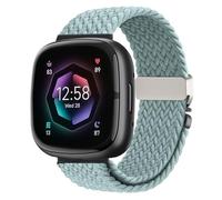 Braided Stretchy Band for Fitbit Versa 4/Versa 3/Sense 2/Sense Watch Band Women Men,Parachute-style Buckle Nylon Sport Wristband Soft Fabric Elastic Loop Strap Accessories for Versa 4/3