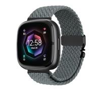 Braided Stretchy Band for Fitbit Versa 4/Versa 3/Sense 2/Sense Watch Band Women Men,Parachute-style Buckle Nylon Sport Wristband Soft Fabric Elastic Loop Strap Accessories for Versa 4/3