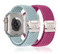 Braided Stretchy Bands for Apple Watch Ultra/2 Bands 49mm 46mm 45mm 44mm 42mm Men Women,Parachute Buckle Elastic Woven Nylon Sport Solo Loop Strap Wristband for iWatch Series 10 9 8 7 6 5 4 3 SE/2