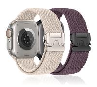 Braided Stretchy Bands for Apple Watch Ultra/2 Bands 49mm 46mm 45mm 44mm 42mm Men Women,Parachute Buckle Elastic Woven Nylon Sport Solo Loop Strap Wristband for iWatch Series 10 9 8 7 6 5 4 3 SE/2