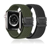 Braided Stretchy Bands for Apple Watch Ultra/2 Bands 49mm 46mm 45mm 44mm 42mm Men Women,Parachute Buckle Elastic Woven Nylon Sport Solo Loop Strap Wristband for iWatch Series 10 9 8 7 6 5 4 3 SE/2