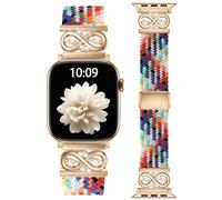 Braided Stretchy Infinity Band with Magnetic Clasp Compatible for Men Apple Watch Band 46mm 45mm 44mm 49mm, Breathable Nylon Dressy Strap Wristband for iWatch Series 10 9 8 7 6 5 4 3 2 1 Ultra SE