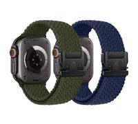 Braided Stretchy Solo Loop Compatible for Apple Watch Ultra 2 Band 49mm 46mm 45mm 44mm 42mm 41mm 40mm 38mm Men Women, Nylon Sport Bands with Parachute Buckle for iWatch Series 10 9 8 7 6 SE 5 4 3