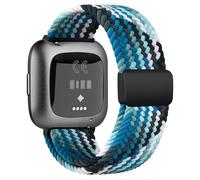 Braided Stretchy Straps Compatible with Fitbit Versa 2 Straps for Women Men,Fitbit Versa Strap,Soft Stretchy Adjustable Nylon Breathable Sport Strap for Fitbit Versa 2/Versa/Versa Lite/SE (Ocean Blue)