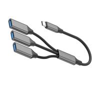 Braided USB C Splitter Expander 3 USB Port Converters Supports Printer Keyboards Charging for Computer Mobile C Data Transfer Hub with Braided Cable