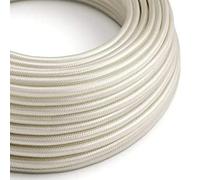Braided Vintage Cable Fabric Covered Lighting Flex Cable 10m Pack Length, 3-Core 8Amp (0.75mm) Electrical Wire, Texitile Cord Round Pendant Wires for Chandeliers and Lamps Applique Lampshades (Ivory)