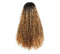 Braided Wig for Black Women, 32 in / 81.3 cm Full Lace Synthetic Goddess Braid Wig, T27 Honey Blonde Shade, Long Braids with Curly Ends