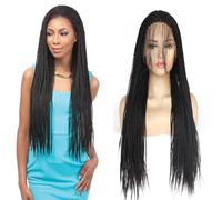 Braided Wig, Lace Front Wig with Baby Hair, Knotless Box Braids Wig 24 Inch Braided Wig for Girls Women