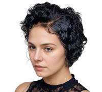 Braided Wigs for Black Women, 6 Inch Imitation Headband Wig Human Hair with Elastic Buckle, Easy Put on Short Human Hair Wig with Low Maintenance for Women,Head Band Wig Human Hair