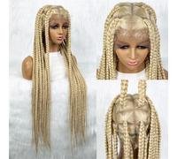 Braided Wigs For Black Women Full Lace Cornrow Braids Synthetic Lace Front Wig Big Square Knotless Box Braids Wig Blonde Wig