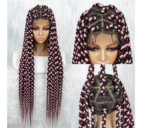 Braided Wigs For Black Women Synthetic Lace Front Wig Big Knotless Box Braids Wig Blonde Lace Cornrow Braided Wigs