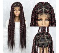 Braided Wigs For Black Women Synthetic Lace Front Wig Big Knotless Box Braids Wig Blonde Lace Cornrow Braided Wigs
