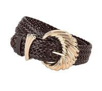 Braided Women’s Belt Adjustable Gold Clasp Stretchy Waistband Decorative Dress Sash for Casual or Formal Outfits