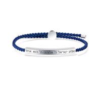 Braided Wrap String Steel Charm Adjustable Hebrew Shema Prayer Symbol Listen Israel The Lord Our God The Lord is One with High Polished Curved Plate Accessory Amulet Jewelry, 7.87''
